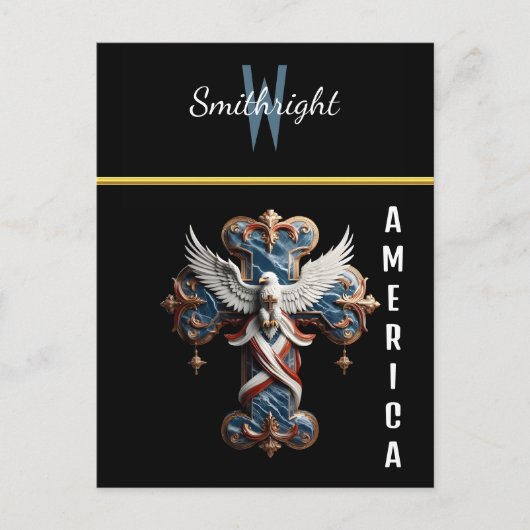 Majesteit van Geloof: Adelaar stijgt boven kruis Briefkaart (Voorkant)