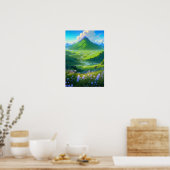 Majesteit van natuur, groene vulkaan poster (Keuken)