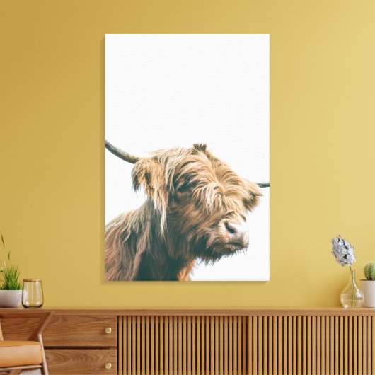 Majesteits hoogland koe canvas afdruk (Insitu (Woonkamer))