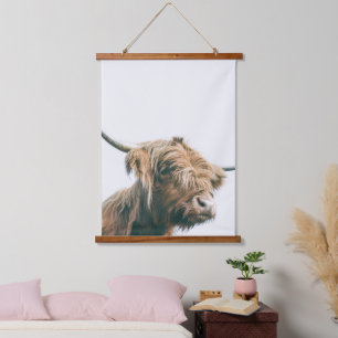 Majesteits hoogland koe hangend wandkleed