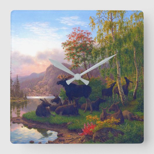 Majesteits in een Zweeds herfstlandschap Vierkante Klok (Voorkant)