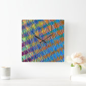 Majesteits sinaasappel aan blauwe slagen rustisch  vierkante klok (Huis)