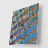 Majesteits sinaasappel aan blauwe slagen rustisch  vierkante klok (Hoek)