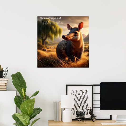 Majestic Aardvark in Serene Field Poster (Thuiskantoor)