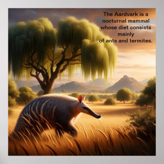 Majestic Aardvark in zonovergoten veld Poster (Voorkant)