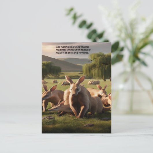 Majestic Aardvark Roaming groen landschap Briefkaart (Staand voorkant)