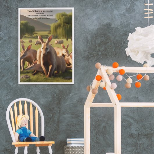 Majestic Aardvark Roaming groen landschap Poster