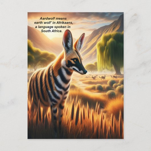 Majestic Aardwolf in Serene Field Briefkaart (Voorkant)