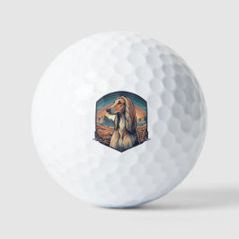 Majestic Afghan Hound Mountain Sunset Graphic Golfballen