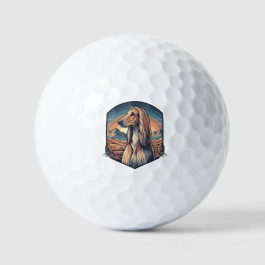 Majestic Afghan Hound Mountain Sunset Graphic Golfballen (Voorkant)