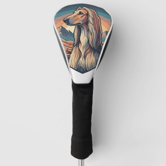 Majestic Afghan Hound Mountain Sunset Graphic Golfheadcover (Voorkant)