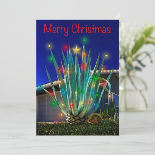 Majestic Agave op een eenzijdige platte vakantieka Feestdagenkaart (Staand voorkant)