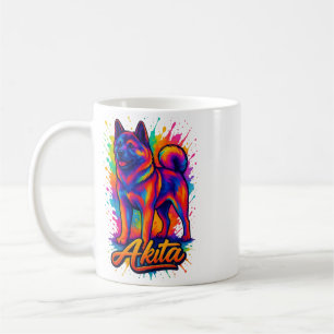 Majestic Akita – Levendige kleurrijke Pop Art Illu Koffiemok