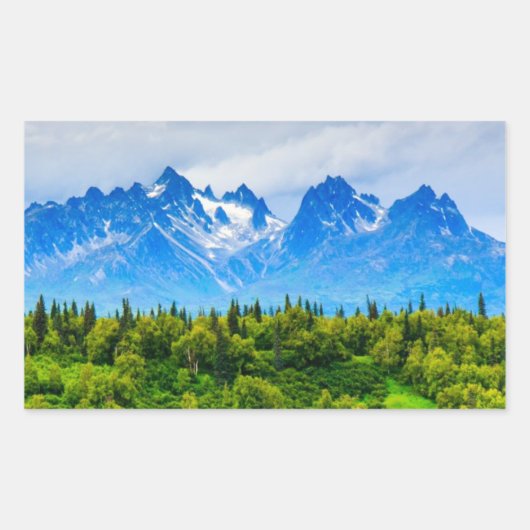 Majestic Alaska Mountains Rechthoekige Sticker (Voorkant)