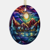 Majestic Alpine Sunset Glas in lood Ornament (Rechts)