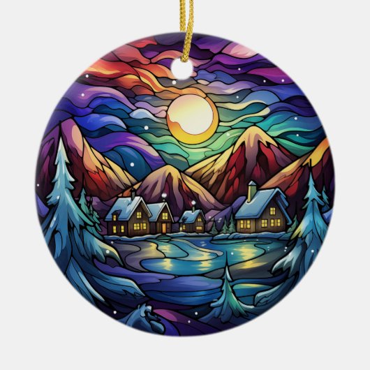 Majestic Alpine Sunset Glas in lood Ornament (Voorkant)