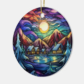Majestic Alpine Sunset Glas in lood Ornament (Links)