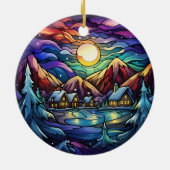 Majestic Alpine Sunset Glas in lood Ornament (Achterkant)