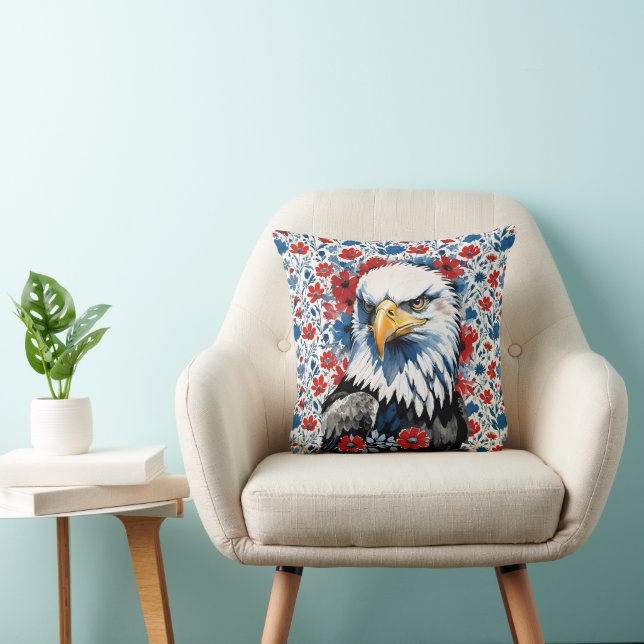 Majestic American Bald Eagle Floral Kussen (Stoel)