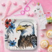 Majestic American Bald Eagle Floral Papieren Bordje (Feest)