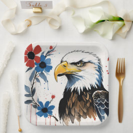 Majestic American Bald Eagle Floral Papieren Bordje