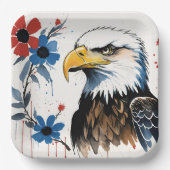 Majestic American Bald Eagle Floral Papieren Bordje (Voorkant)