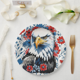 Majestic American Bald Eagle Floral Papieren Bordje
