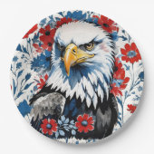 Majestic American Bald Eagle Floral Papieren Bordje (Voorkant)