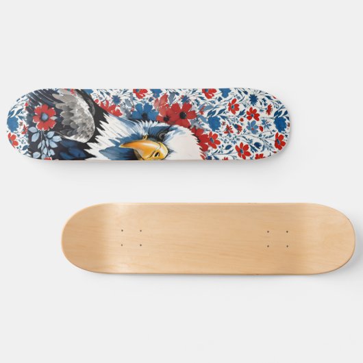 Majestic American Bald Eagle Floral Persoonlijk Skateboard (Horizontaal)