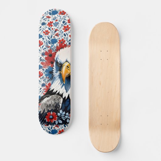 Majestic American Bald Eagle Floral Persoonlijk Skateboard (Voorkant)