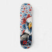 Majestic American Bald Eagle Floral Persoonlijk Skateboard (Voorkant)