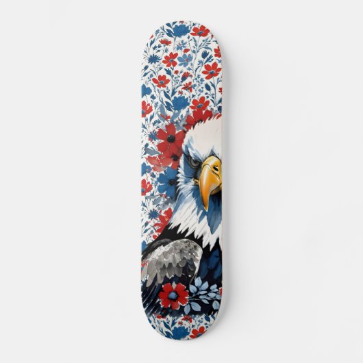 Majestic American Bald Eagle Floral Persoonlijk Skateboard (Voorkant)