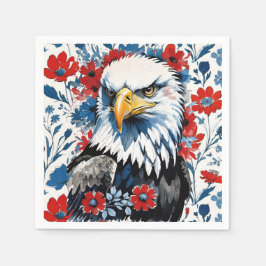 Majestic American Bald Eagle Floral Servet