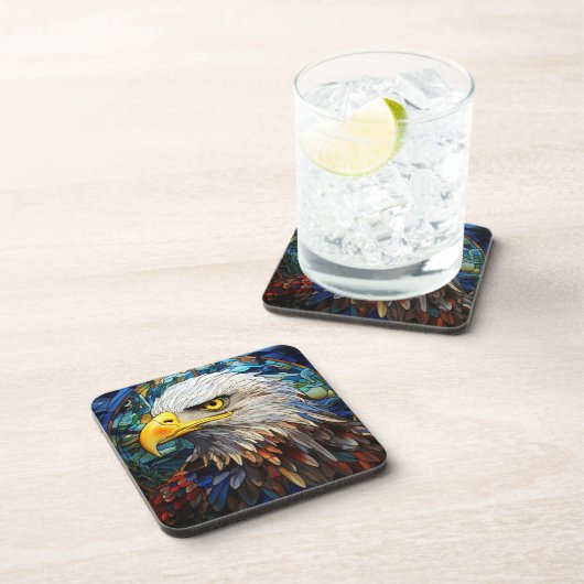 Majestic Amerikaans Bald Eagle Glas in lood Bier Onderzetter (Rechterzijde)