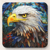 Majestic Amerikaans Bald Eagle Glas in lood Bier Onderzetter (Voorkant)