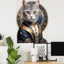 Majestic Amerikaanse Korthaar Kat in Blauw en Goud
