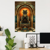 Majestic Art Deco Tiger Gold Foil Style Poster (Thuiskantoor)