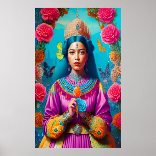 Majestic Asian prinses met gemstone Poster (Voorkant)
