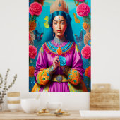 Majestic Asian prinses met gemstone Poster (Keuken)