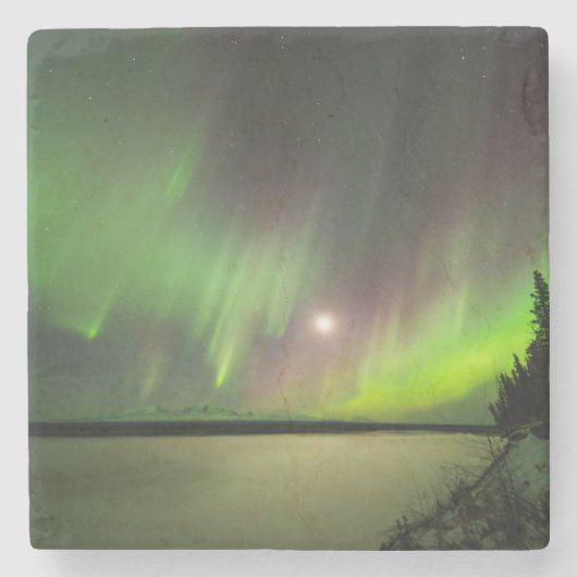 Majestic Aurora Stenen Onderzetter (Voorkant)