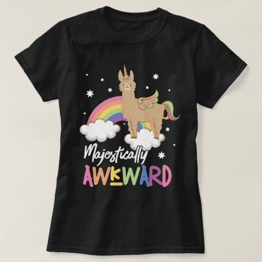 Majestic Awkward Cute Llama Unicorn Llamacorn T-shirt (Design voorkant)