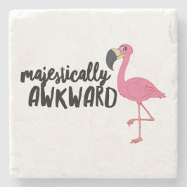 Majestic Awkward Flamingo Marble Stone Onderzetter