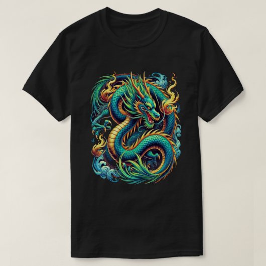Majestic Azure Dragon T-shirt (Design voorkant)