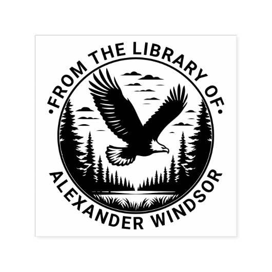 Majestic Bald Eagle Flying #5 Library Boeknaam Zelfinktende Stempel (Design)