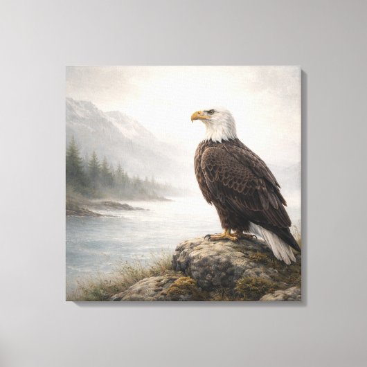 Majestic Bald Eagle River Canvas Afdruk (Voorkant)