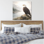 Majestic Bald Eagle River Canvas Afdruk (Insitu (Slaapkamer))