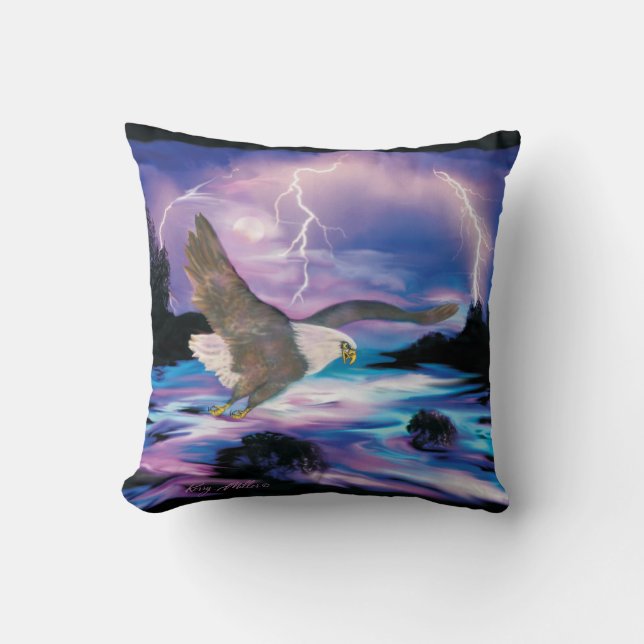 Majestic Bald Eagle Soaring Kussen (Voorkant)