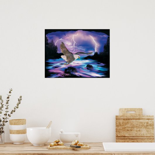 Majestic Bald Eagle Soaring Poster (Keuken)
