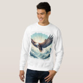 Majestic Bald Eagle Sweatshirt: Stijgend boven de Trui (Voorkant volledig)
