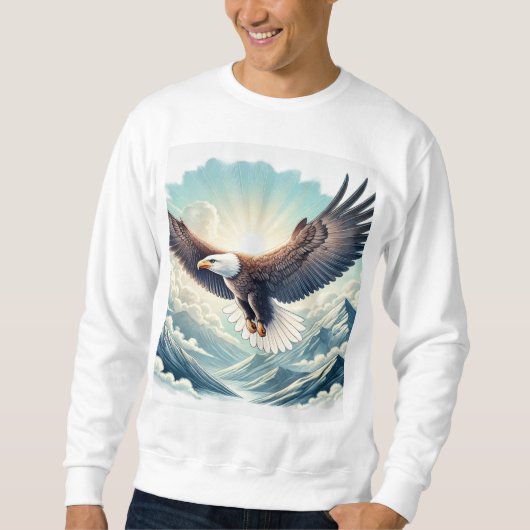 Majestic Bald Eagle Sweatshirt: Stijgend boven de Trui (Voorkant)